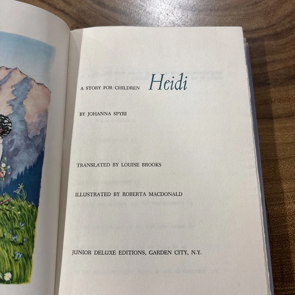 Vintage 1954 Heidi Johanna Spyri Hardcover Book Dust Jacket Junior Deluxe